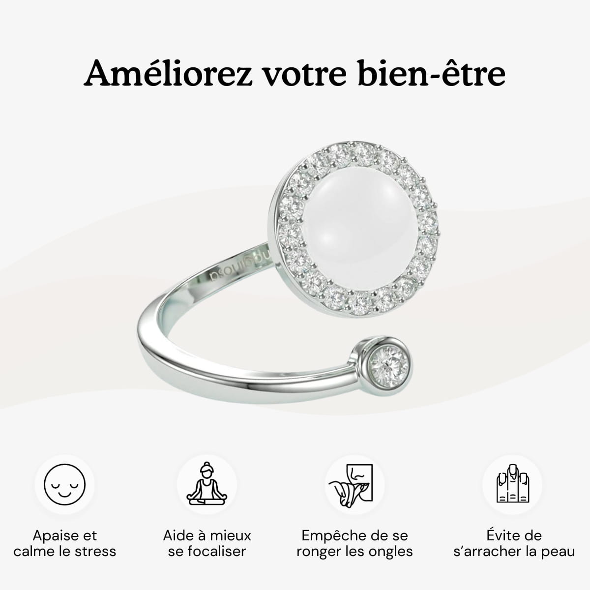 bague rotative anti stress d'anxiété et relaxante pour femme couleur or en acier inoxydable lullie, lullie.fr , maginosa aurora aide à ne plus se ronger les ongles onychophagie, aide à ne plus se triturer la peau dermatillomanie, aide à ne plus s'arracher les cheveux trichotillomanie, améliore la concentration, fidget ring, jouet fidget, fidget toys, positivjewelry, atelierdaphne, lullie.co, lullie, bague d'anxiété, bague anti stress