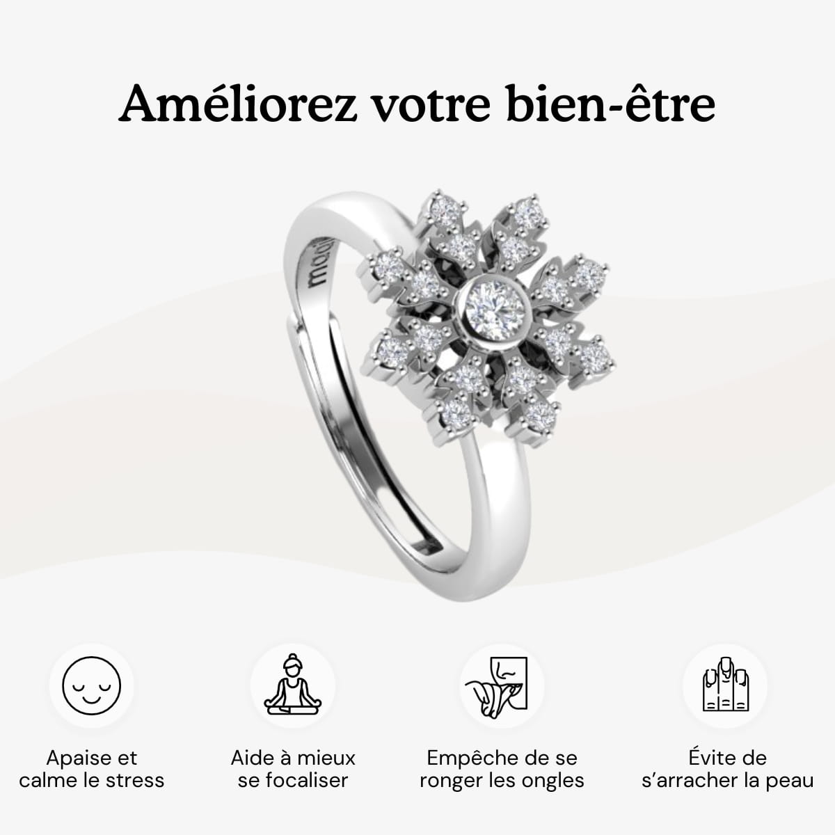 bague rotative anti stress d'anxiété et relaxante pour femme couleur or en acier inoxydable lullie, lullie.fr , maginosa aurora aide à ne plus se ronger les ongles onychophagie, aide à ne plus se triturer la peau dermatillomanie, aide à ne plus s'arracher les cheveux trichotillomanie, améliore la concentration, fidget ring, jouet fidget, fidget toys, positivjewelry, atelierdaphne, lullie.co, lullie, bague d'anxiété, bague anti stress