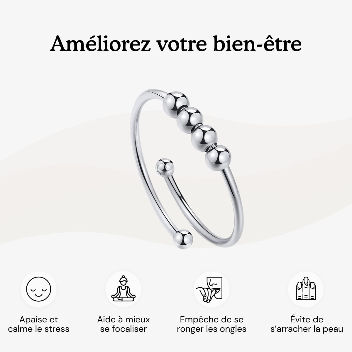 bague rotative anti stress d'anxiété et relaxante pour femme couleur or en acier inoxydable lullie, lullie.fr , maginosa aurora aide à ne plus se ronger les ongles onychophagie, aide à ne plus se triturer la peau dermatillomanie, aide à ne plus s'arracher les cheveux trichotillomanie, améliore la concentration, fidget ring, jouet fidget, fidget toys, positivjewelry, atelierdaphne, lullie.co, lullie, bague d'anxiété, bague anti stress