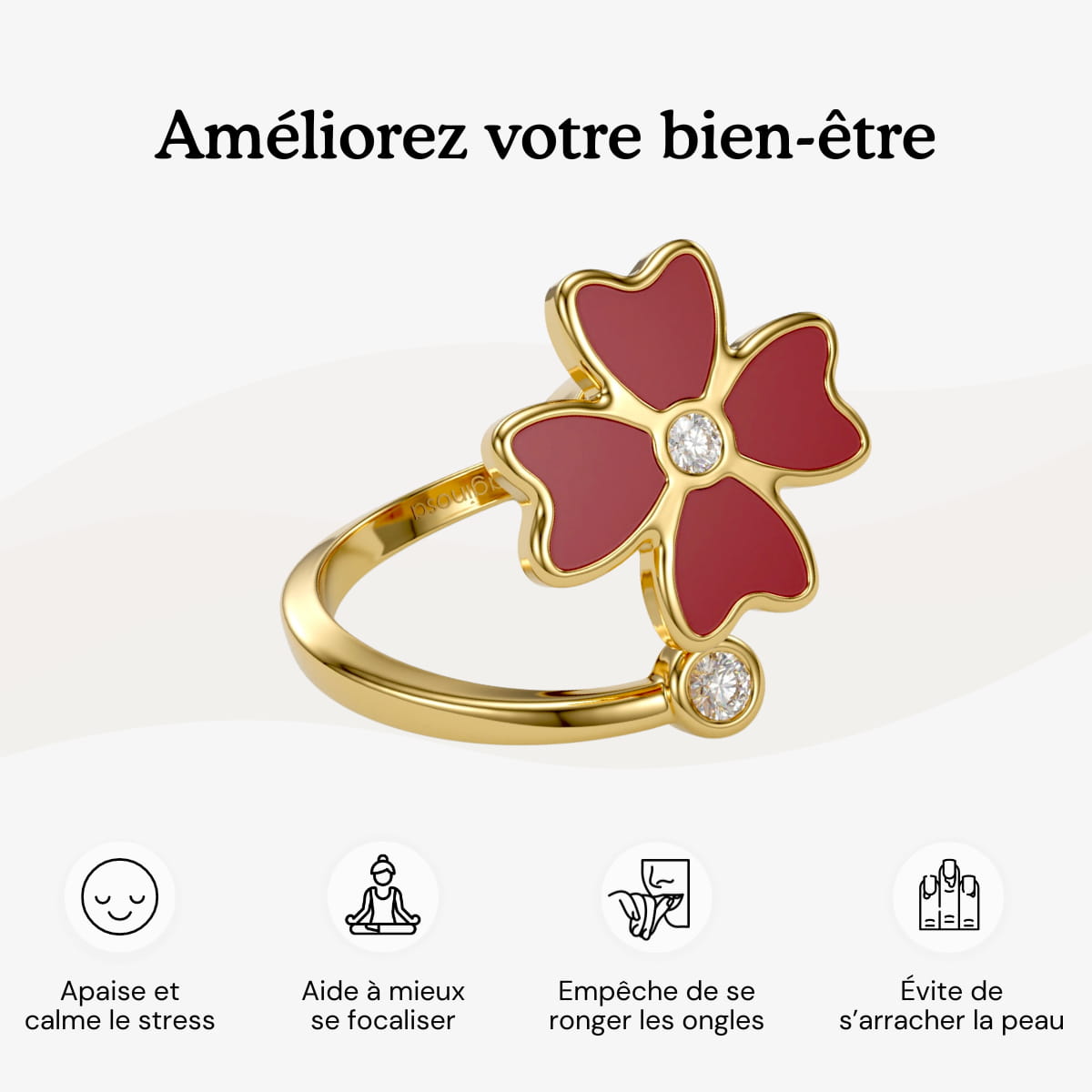 bague rotative anti stress d'anxiété et relaxante pour femme couleur or en acier inoxydable lullie, lullie.fr , maginosa aurora aide à ne plus se ronger les ongles onychophagie, aide à ne plus se triturer la peau dermatillomanie, aide à ne plus s'arracher les cheveux trichotillomanie, améliore la concentration, fidget ring, jouet fidget, fidget toys, positivjewelry, atelierdaphne, lullie.co, lullie, bague d'anxiété, bague anti stress